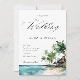 Hochzeit mit tropischen Wasserfarben Einladung