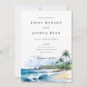 Hochzeit mit tropischen Wasserfarben Einladung (Vorderseite)