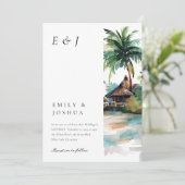 Hochzeit mit tropischen Wasserfarben Einladung (Stehend Vorderseite)