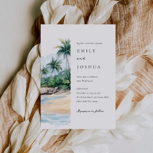 Hochzeit mit tropischen Wasserfarben Einladung