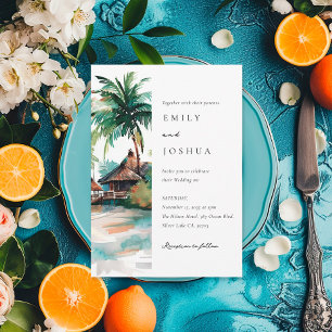 Hochzeit mit tropischen Wasserfarben Einladung