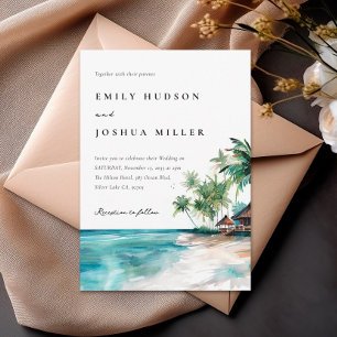 Hochzeit mit tropischen Wasserfarben Einladung