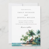 Hochzeit mit tropischen Wasserfarben Einladung (Vorderseite)