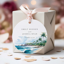 Hochzeit mit tropischen Wasserfarben Geschenkanhänger