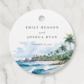 Hochzeit mit tropischen Wasserfarben Geschenkanhänger (Vorderseite)