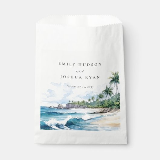 Hochzeit mit tropischen Wasserfarben Geschenktütchen (Vorderseite)