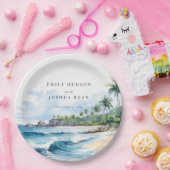 Hochzeit mit tropischen Wasserfarben Pappteller (Party)