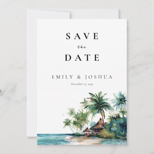 Hochzeit mit tropischen Wasserfarben Save The Date (Vorderseite)