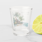 Hochzeit mit tropischen Wasserfarben Schnapsglas (Rückseite)