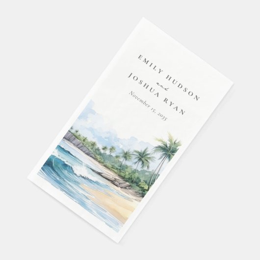 Hochzeit mit tropischen Wasserfarben Serviette (Ecke)