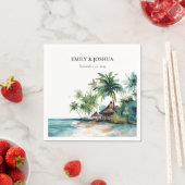 Hochzeit mit tropischen Wasserfarben Serviette (Beispiel)