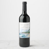 Hochzeit mit tropischen Wasserfarben Weinetikett (Vorderseite)