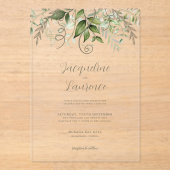 Hochzeit mit tropischer Vegetation Acryleinladungen (Vorderseite)