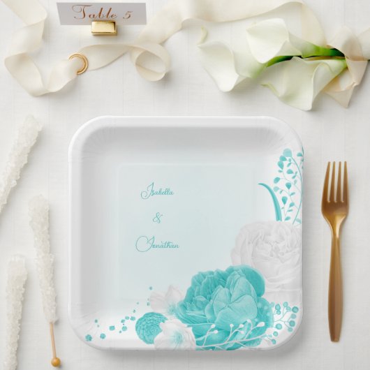 Hochzeit mit türkisfarbenem Weiß Pappteller (Hochzeit)