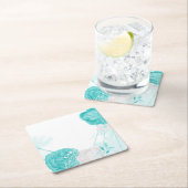 Hochzeit mit türkisfarbenem Weiß Rechteckiger Pappuntersetzer (Vor Ort)