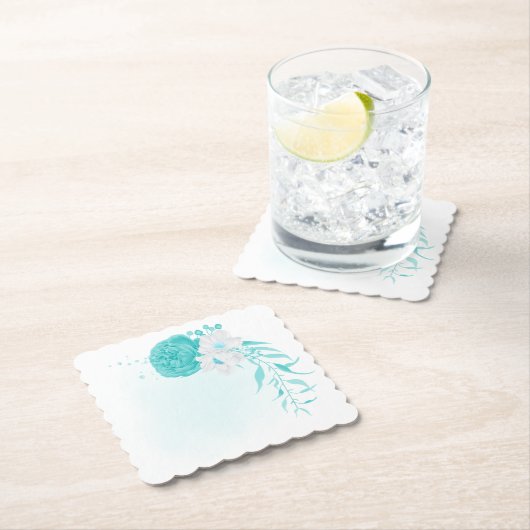 Hochzeit mit türkisfarbenem Weiß Untersetzer (Vor Ort)