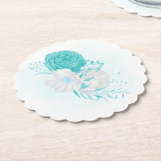 Hochzeit mit türkisfarbenem Weiß Untersetzer (angewinkelt)