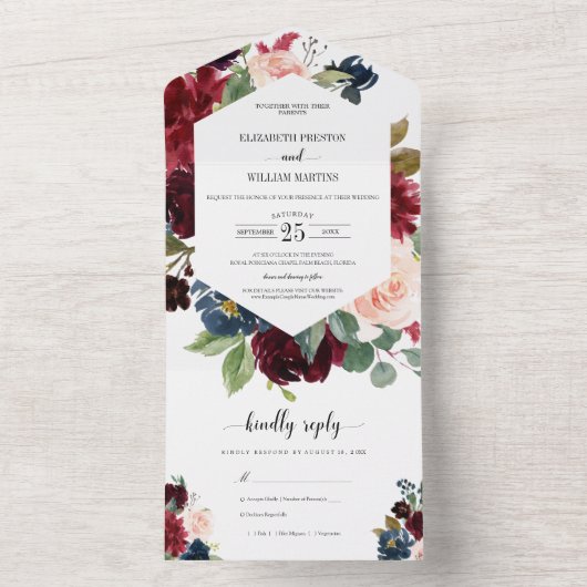 Hochzeit mit UAWG All In One Einladung (Innen Boden)