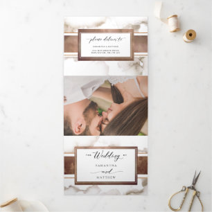 Hochzeit mit UAWG, Foto, Erdtöne Wasserfarbe Dreifach Gefaltete Einladung