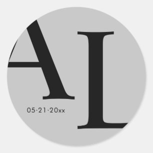 Hochzeit mit ultramodernen Monogramm Runder Aufkleber