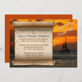 Hochzeit | Mit uns wegsegeln! | Segelboot | Sonnen Einladung (Vorne/Hinten)