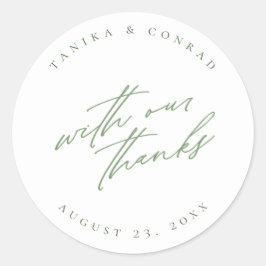 Hochzeit mit unserem Dank Green/Wht ID954 Runder Aufkleber