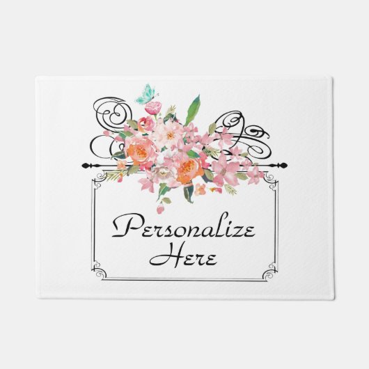 Hochzeit mit viktorianischem Blumenbezug Fußmatte (Vorderseite)