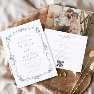 Hochzeit mit viktorianischem französischen QR-Code Einladung