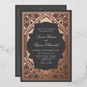 Hochzeit mit Vintage-Bibliotheksbuch Folieneinladung