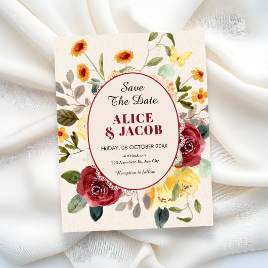 Hochzeit mit vintage Blumen Save The Date