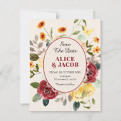 Hochzeit mit vintage Blumen Save The Date (Vorderseite)