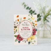 Hochzeit mit vintage Blumen Save The Date (Stehend Vorderseite)