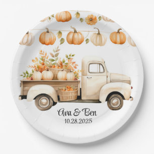 Hochzeit mit Vintage-LKW und Kürbissen Pappteller