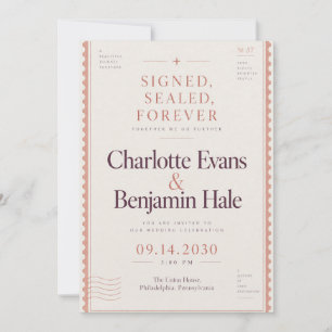 Hochzeit mit Vintage-Poststempel Einladung