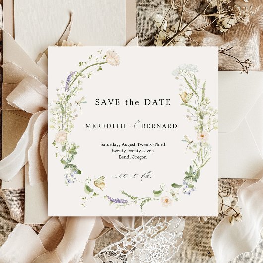 Hochzeit mit Vintage-Rustikal-Wildblumen Save The Date