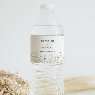 Hochzeit mit Vintage-Rustikal-Wildblumen Wasserflaschenetikett