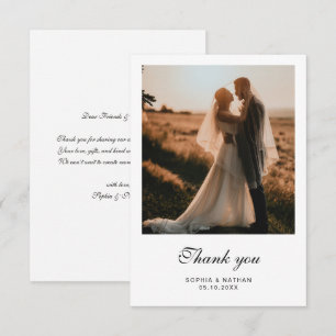 Hochzeit mit Vintage-Schriftzug und klassischem Sc Dankeskarte