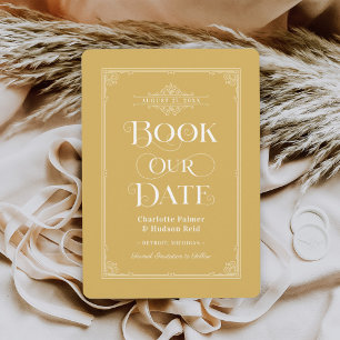 Hochzeit mit Vintage-Senf-Buchcover Save The Date