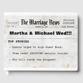 Hochzeit mit Vintage-Zeitung vergilbtem Zeitungspa Gästebuch