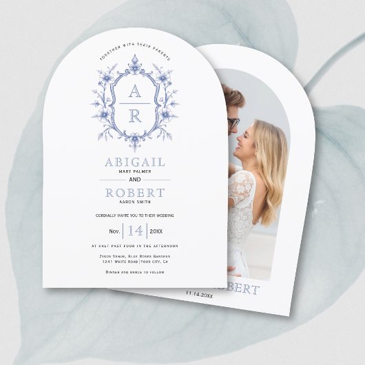 Hochzeit mit Vintagem blumengeschmücktem Wappen Einladung