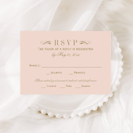 Hochzeit mit Vintagem Blush und antikem Gold Geblü RSVP Karte