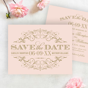 Hochzeit mit Vintagem Blush und antikem Gold Geblü Save The Date