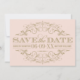 Hochzeit mit Vintagem Blush und antikem Gold Geblü Save The Date