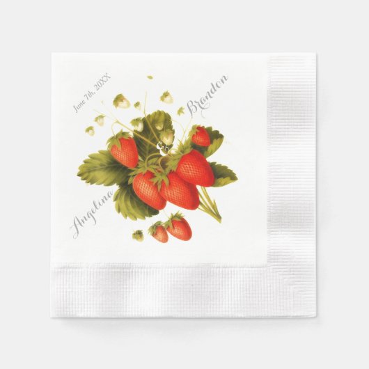 Hochzeit mit Vintagem Erdbeeren Serviette (Vorderseite)