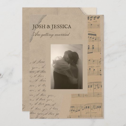 Hochzeit mit Vintagem Foto Einladung (Vorne/Hinten)