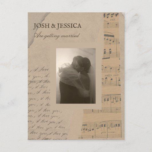 Hochzeit mit Vintagem Foto Postkarte (Vorderseite)