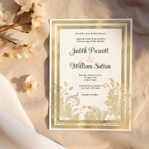 Hochzeit mit Vintagem Goldgold Einladung