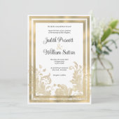 Hochzeit mit Vintagem Goldgold Einladung (Stehend Vorderseite)