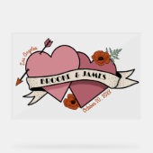 Hochzeit mit Vintagem Herzen Acrylschild (Vorderseite)