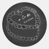 Hochzeit mit Vintagem Kuchen auf Handzeichnung Runder Aufkleber (Vorderseite)